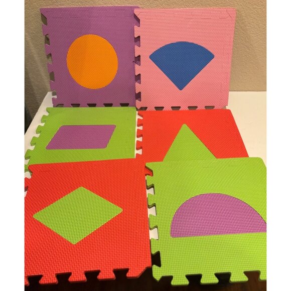 Foam Interlocking Play Mat With Geometric Shapes & Bright Colors For Kids - Picture 4 of 8